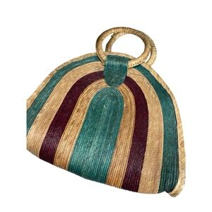 Handmade Straw Shoulder Bag Purse Vacation Beach‎ Boho Tropical Lightweight